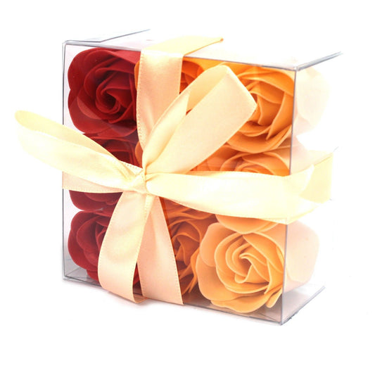 Set Mit 9 Seifenblumenbox - Pfirsichrosen