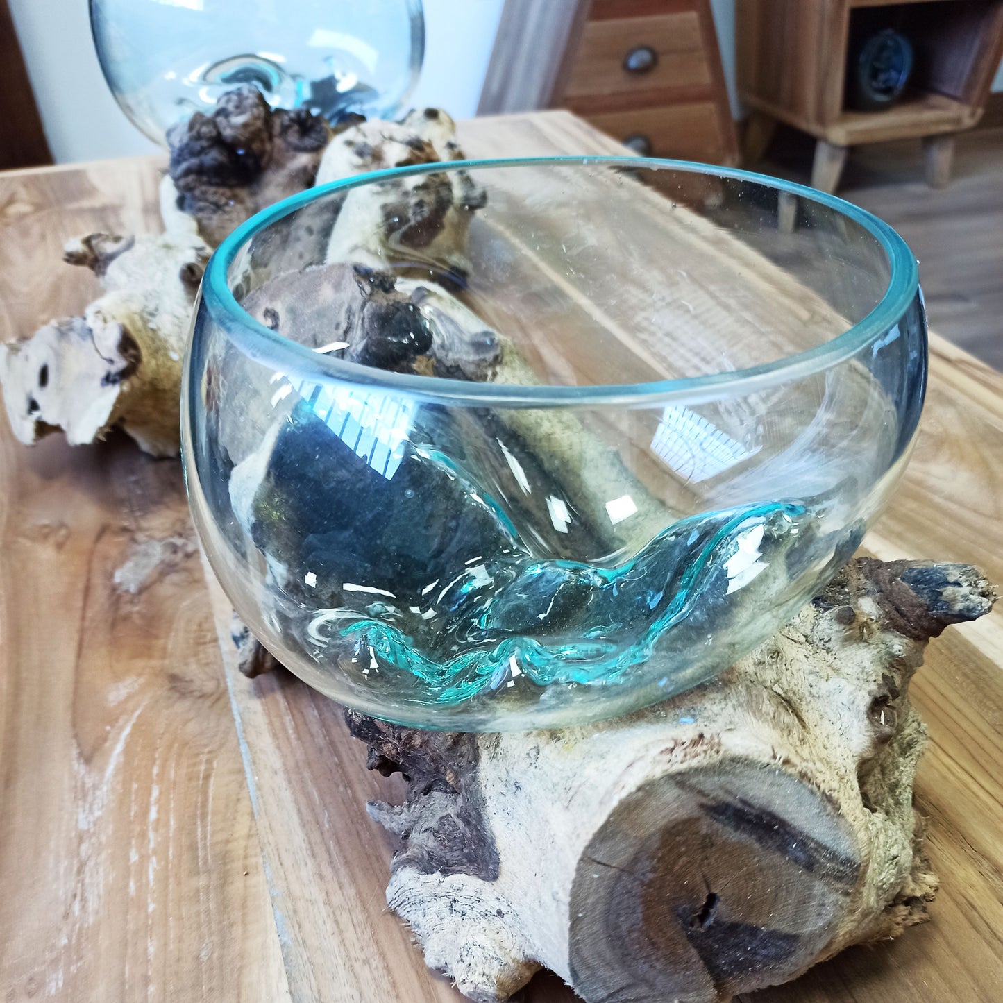 Geschmolzenes Glas auf Großem Doppelstand - 70cm Handgefertigt aus Bali