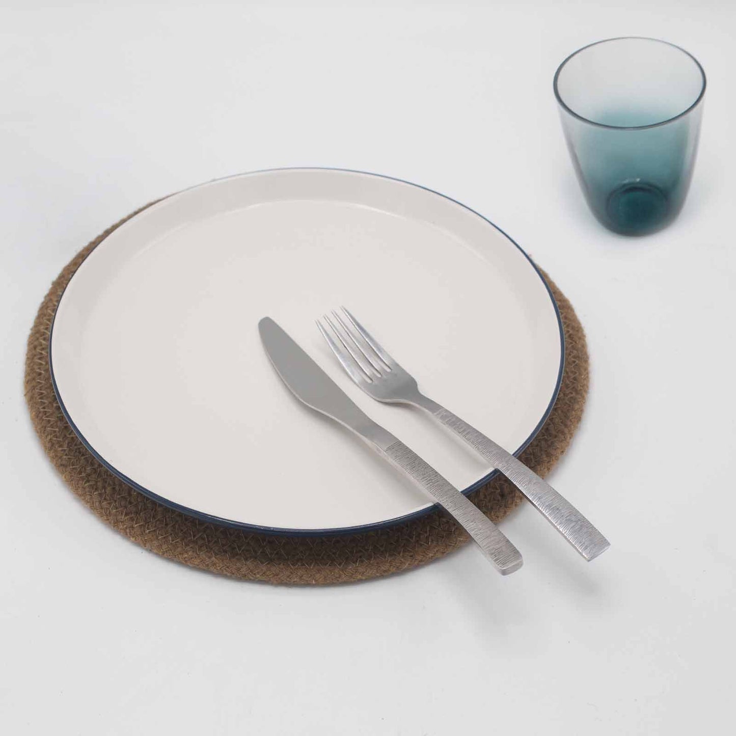 Natürliche Platzmatte Jute und Baumwolle 30cm mit Ton Rand