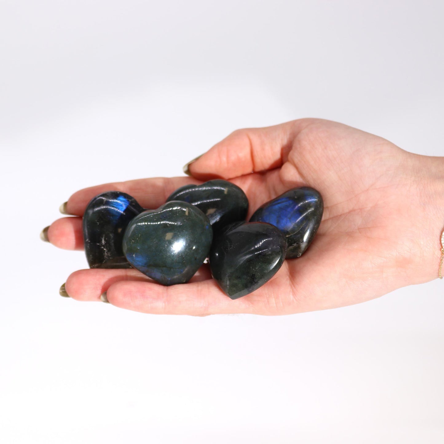 Madagaskar Labradorit Herzsteine (ca 17-31g 30-40mm)