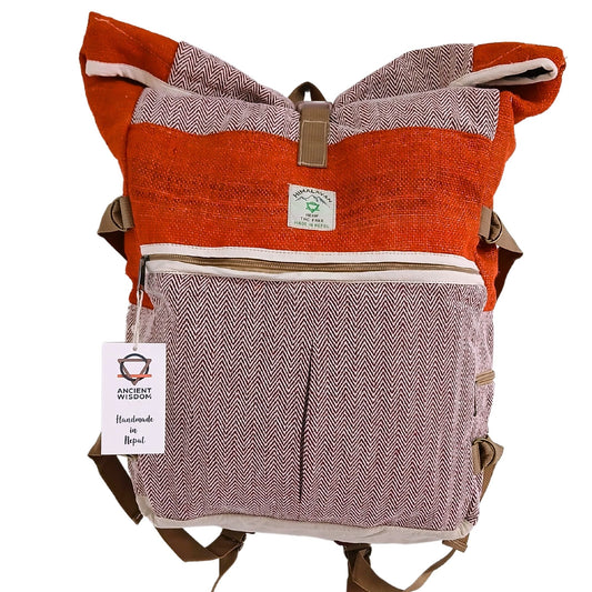 Hanf Trekking Rucksack Rolltasche Sonnenuntergang Orange