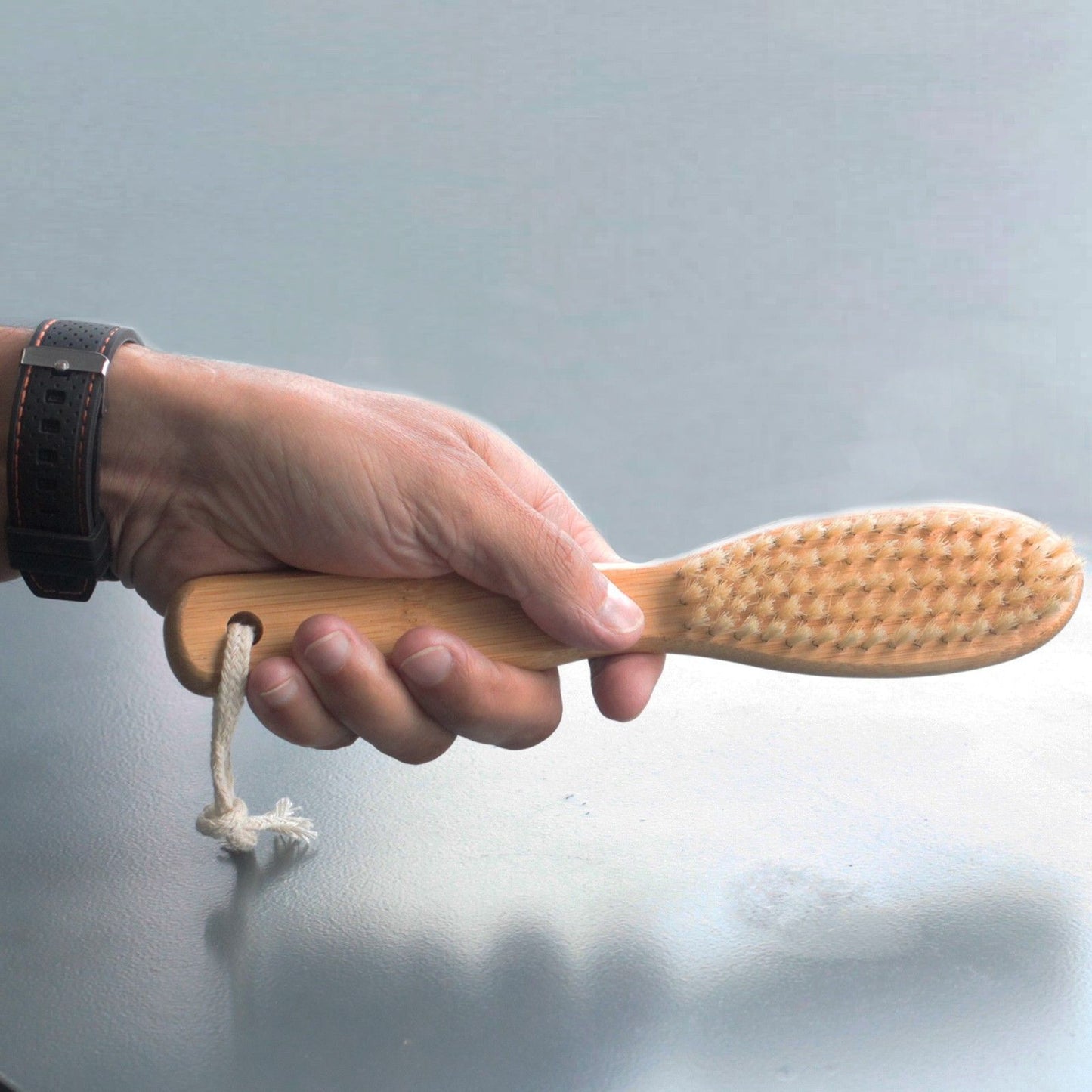 Bambus Bartbürste Handgefertigt mit Wildschweinborsten und Pflaumenholz