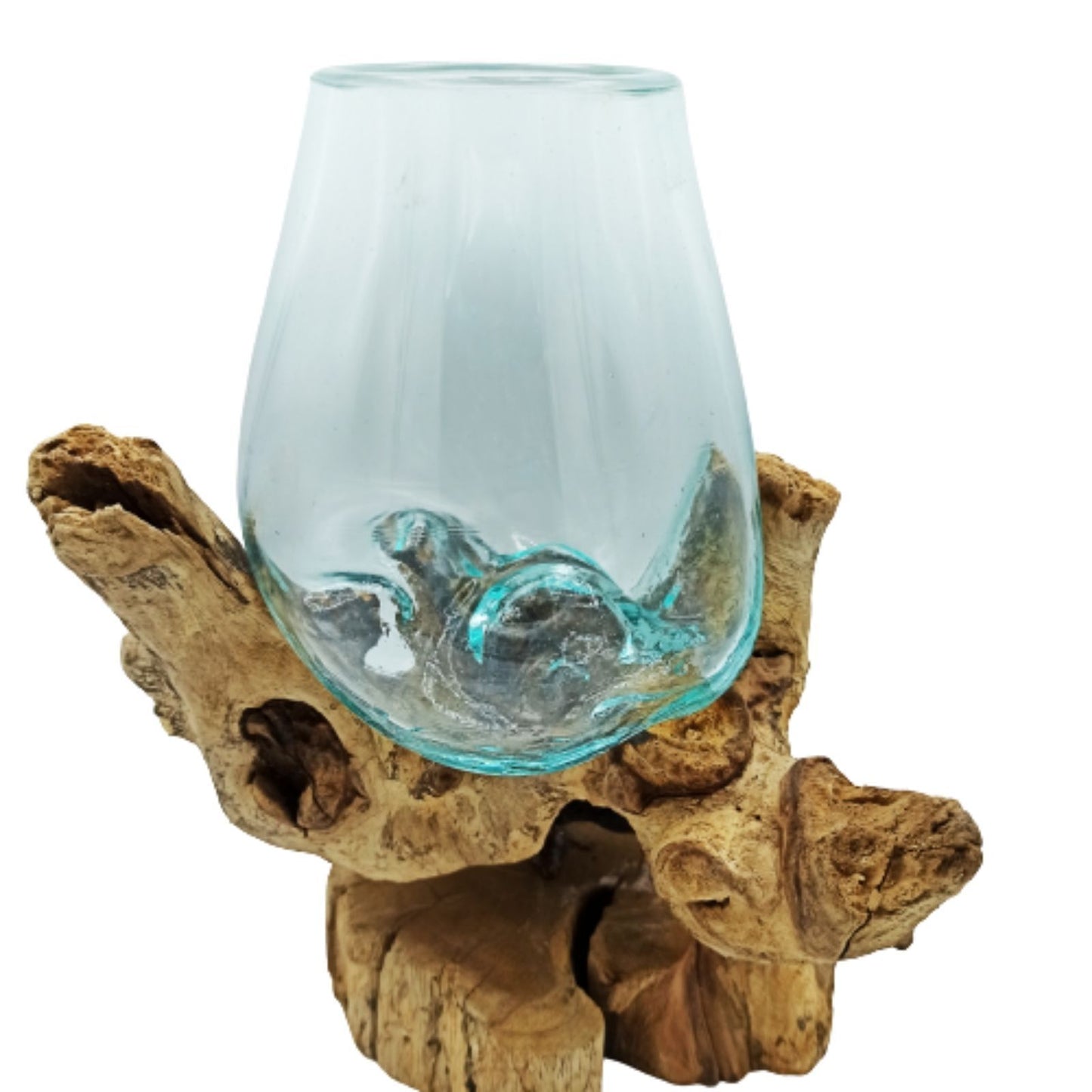 Geschmolzenes Glas Auf Holz Mit Ständer - Große Schüssel