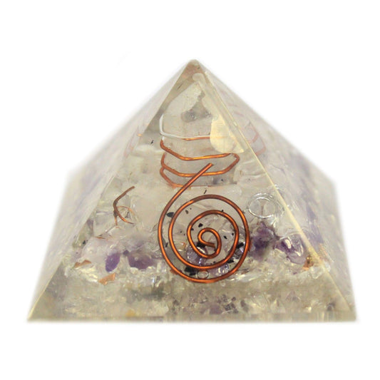 Med Orgonit Pyramide 55mm Mit Edelstein Chips Und Kupfer