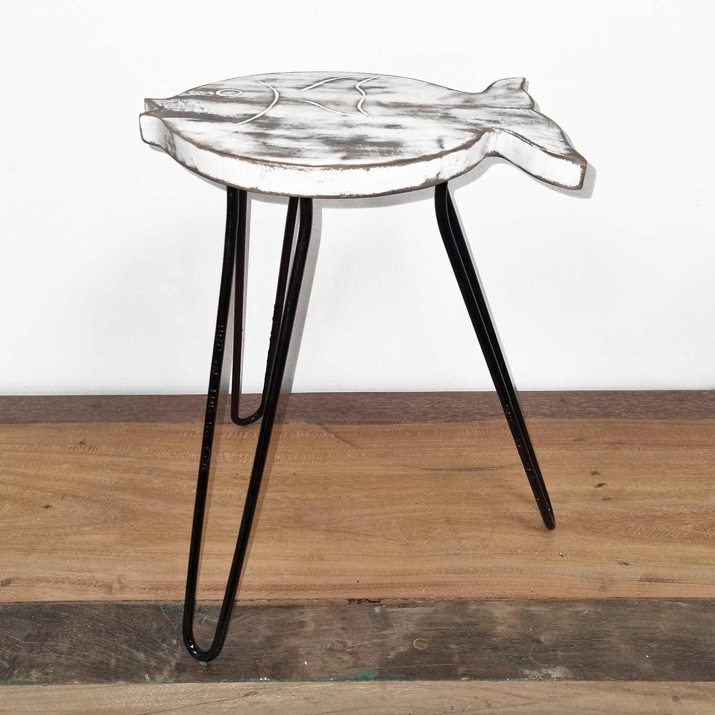 Albasia Holz Fischständer - Gewaschen Weiß