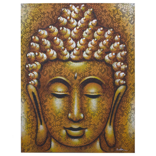 Buddha Gemälde Mit Goldenem Brokat Detail