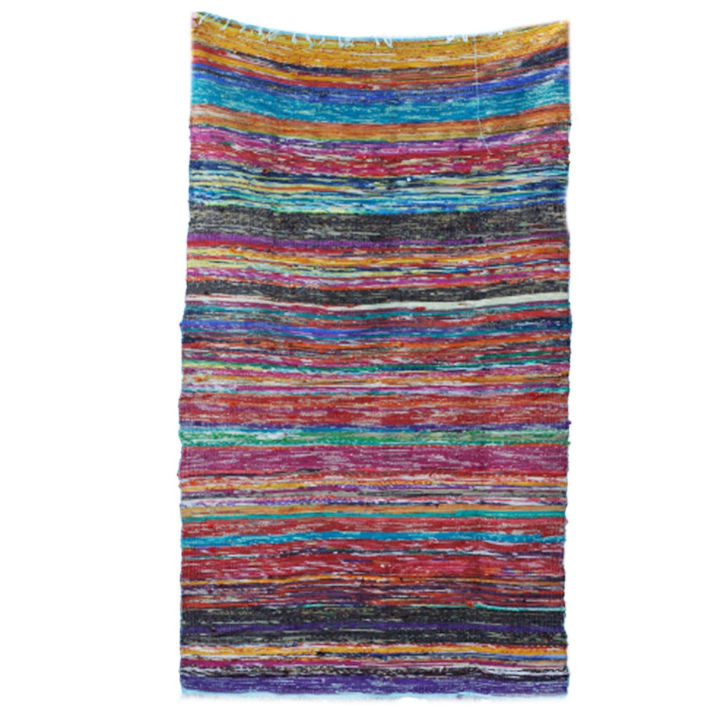 153 x 90 cm Luxus Teppich Aus Stoffresten Blau