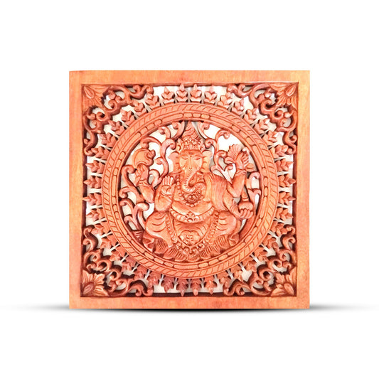 Quadratische Dekorative Holz Buddha Ganesh Wandplatte 40x40