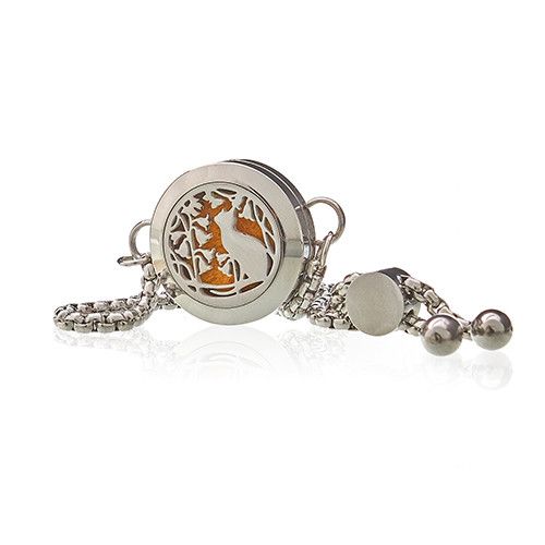 Aromatherapie Schmuck Kettenarmband Katze Und Blumen 20mm