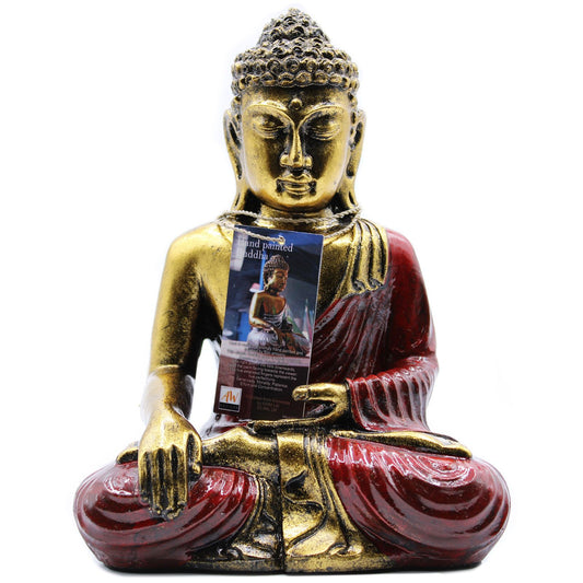 Roter Und Goldener Buddha Groß Handgemalt Aus Bali Kunsthandwerk