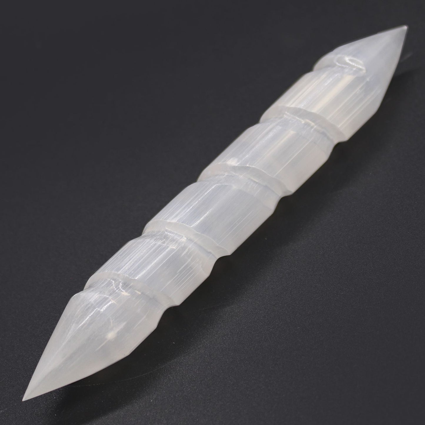 Selenit Spiralstäbe 16 cm Mit Punkten An Beide Enden