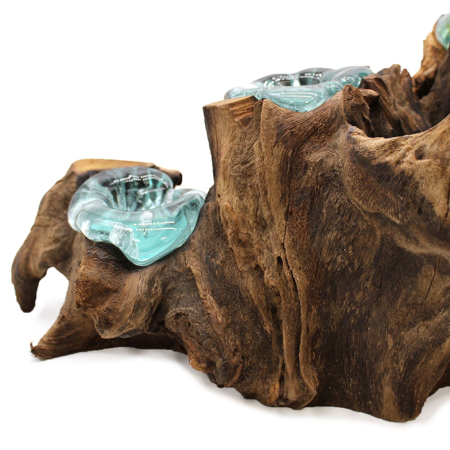 Molton Glas Fünf Kerzenhalter Auf Holz