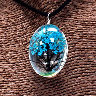 Gepresste Blumen Baum Des Lebens Set Teal