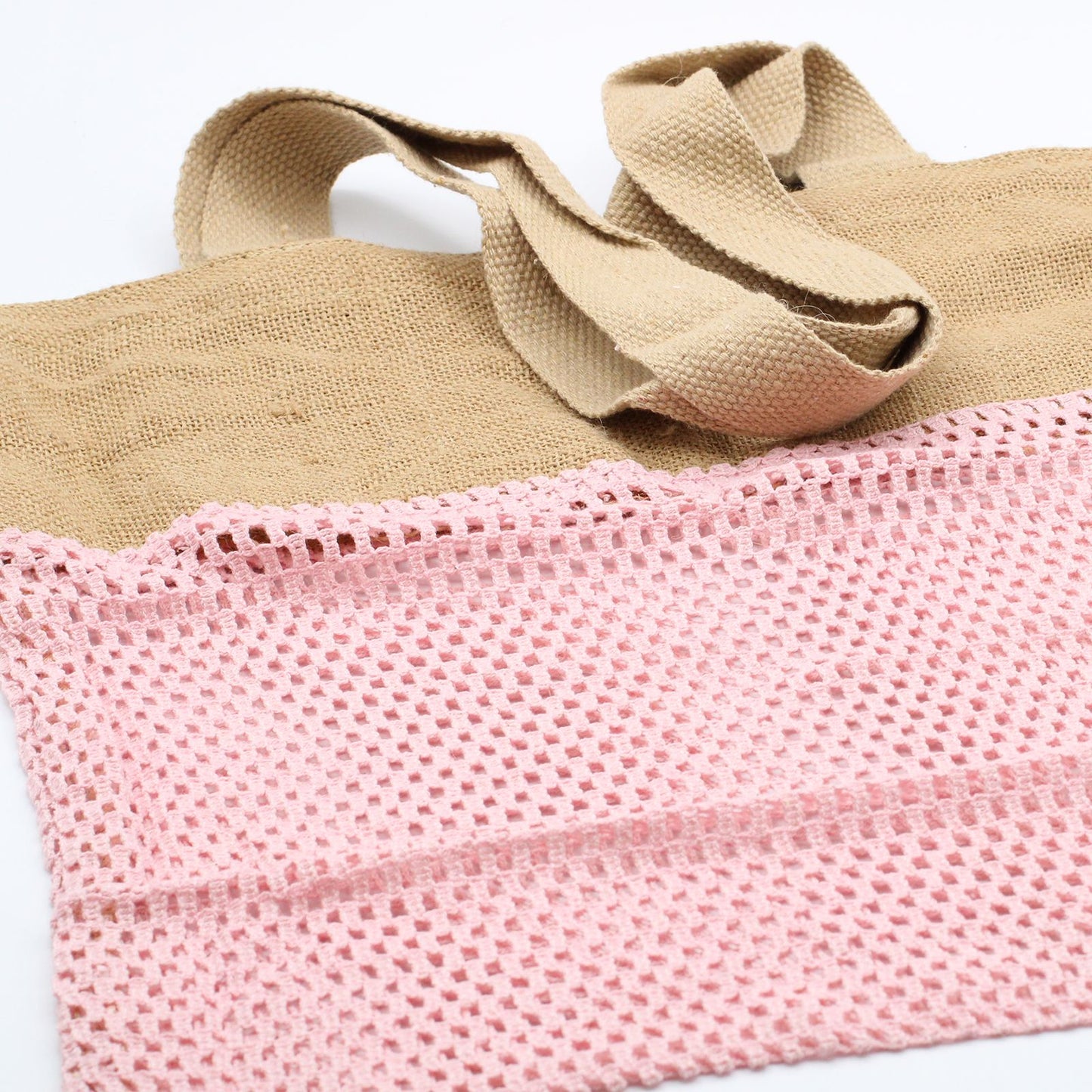 Reine Weiche Jute Und Baumwolle Netz Tasche - Rosa