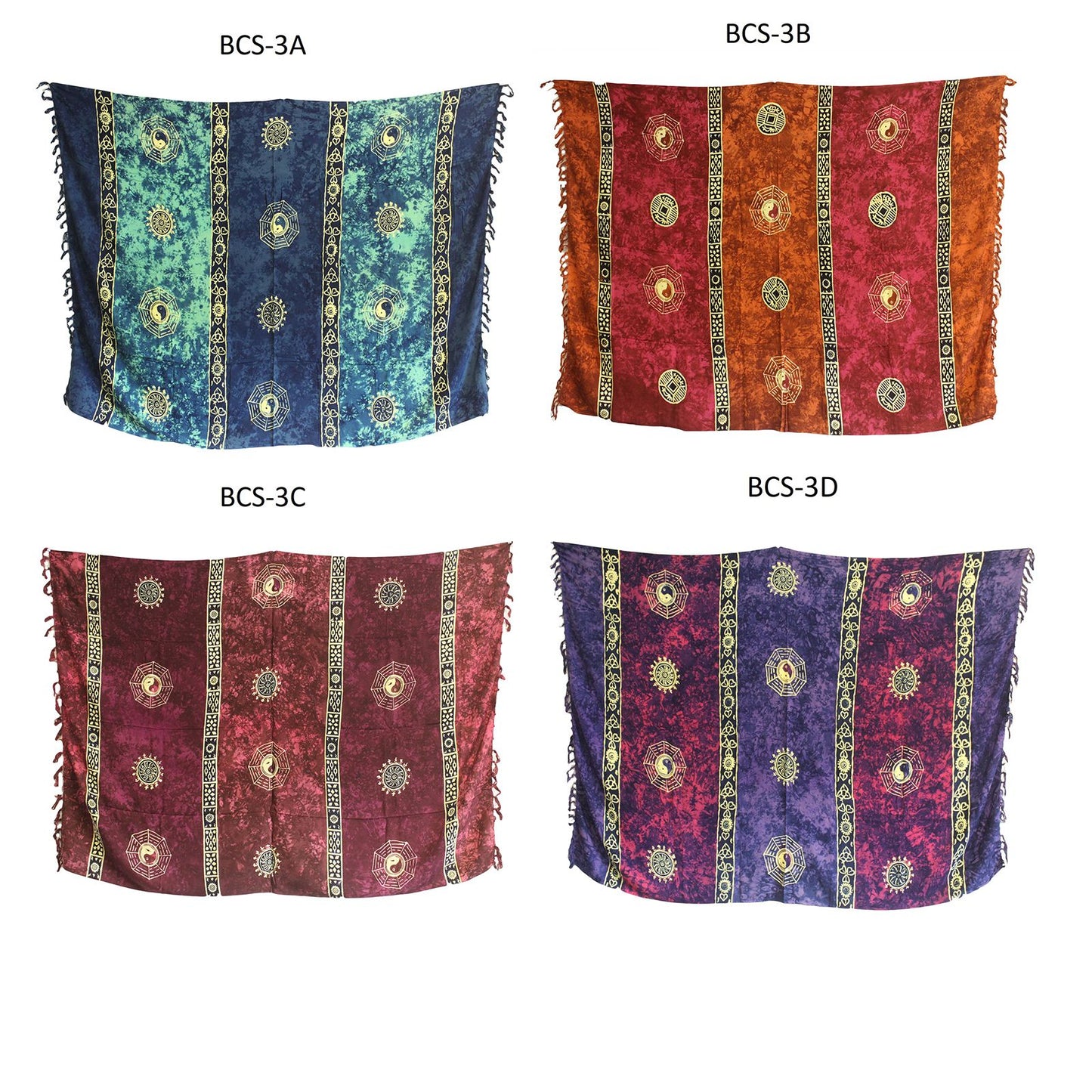 1x Bali Keltische Sarongs Yin und Yang 4 Verschiedene Farben