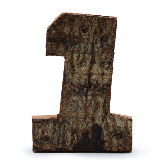 Rustikaler Rinden Zahlenblock - Eins - 7cm