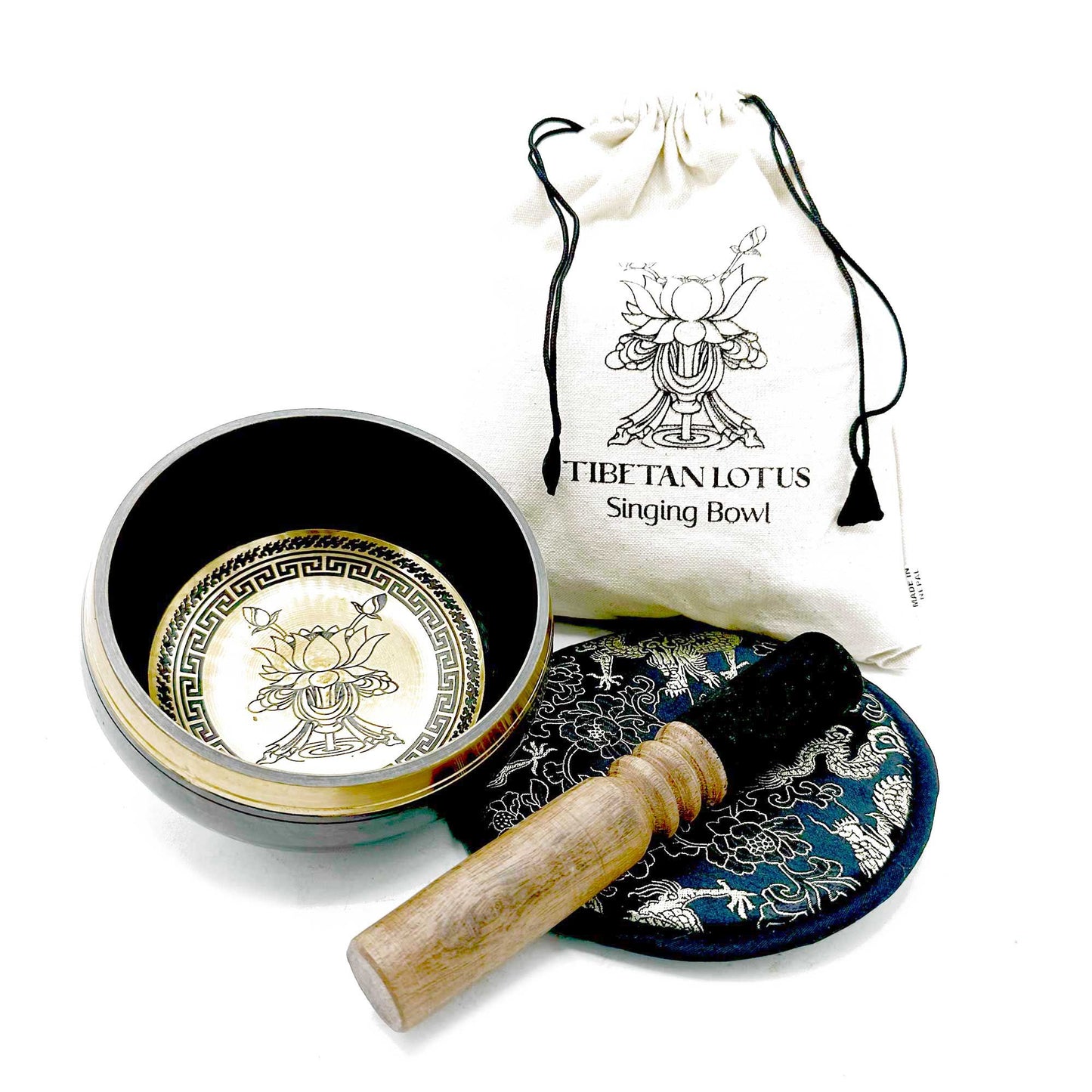 Handgeschlagene Und Gravierte Klangschalen Geschenkset 14cm Lotusblume