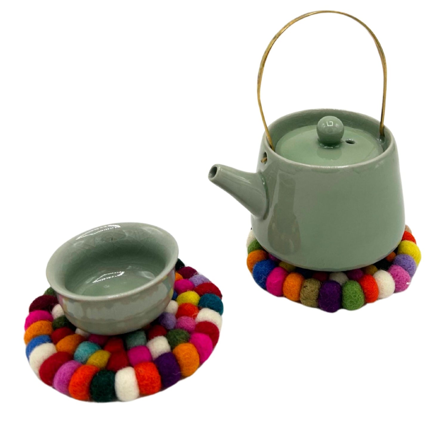 Filzball Runde Untersetzer 10cm Mehrfarbig Set Mit 4 Stück