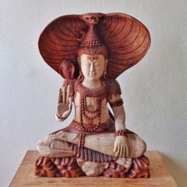 Handgeschnitzte Buddha Statue - Shiva Mit Kobra - 50cm