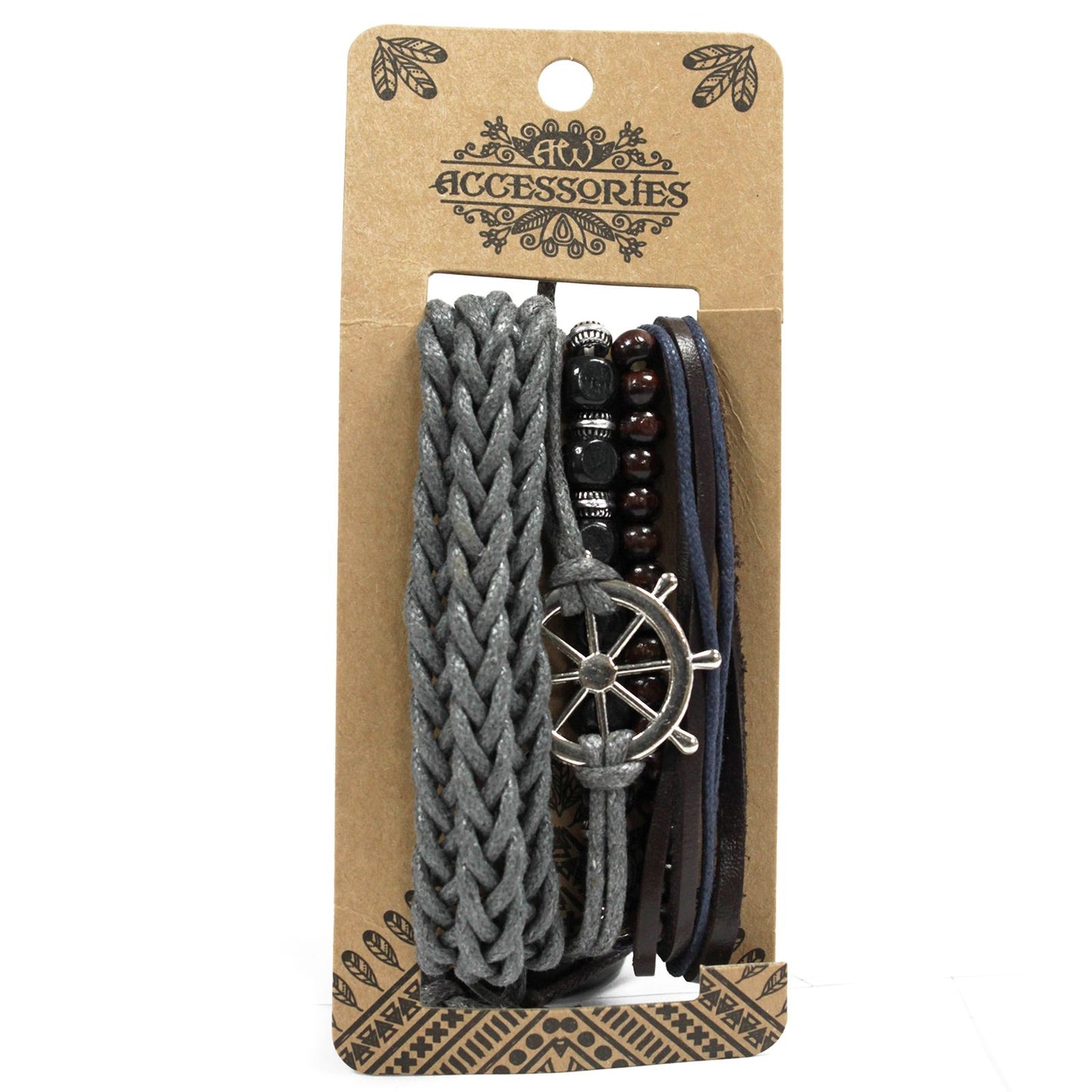 Herren Armband Sets Aus Metall Und Leder Mit Verstellbarem Band