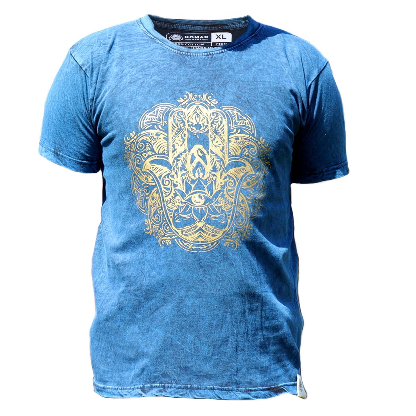 XLarge Stein Gewaschenes T-Shirt Hamsa Blau