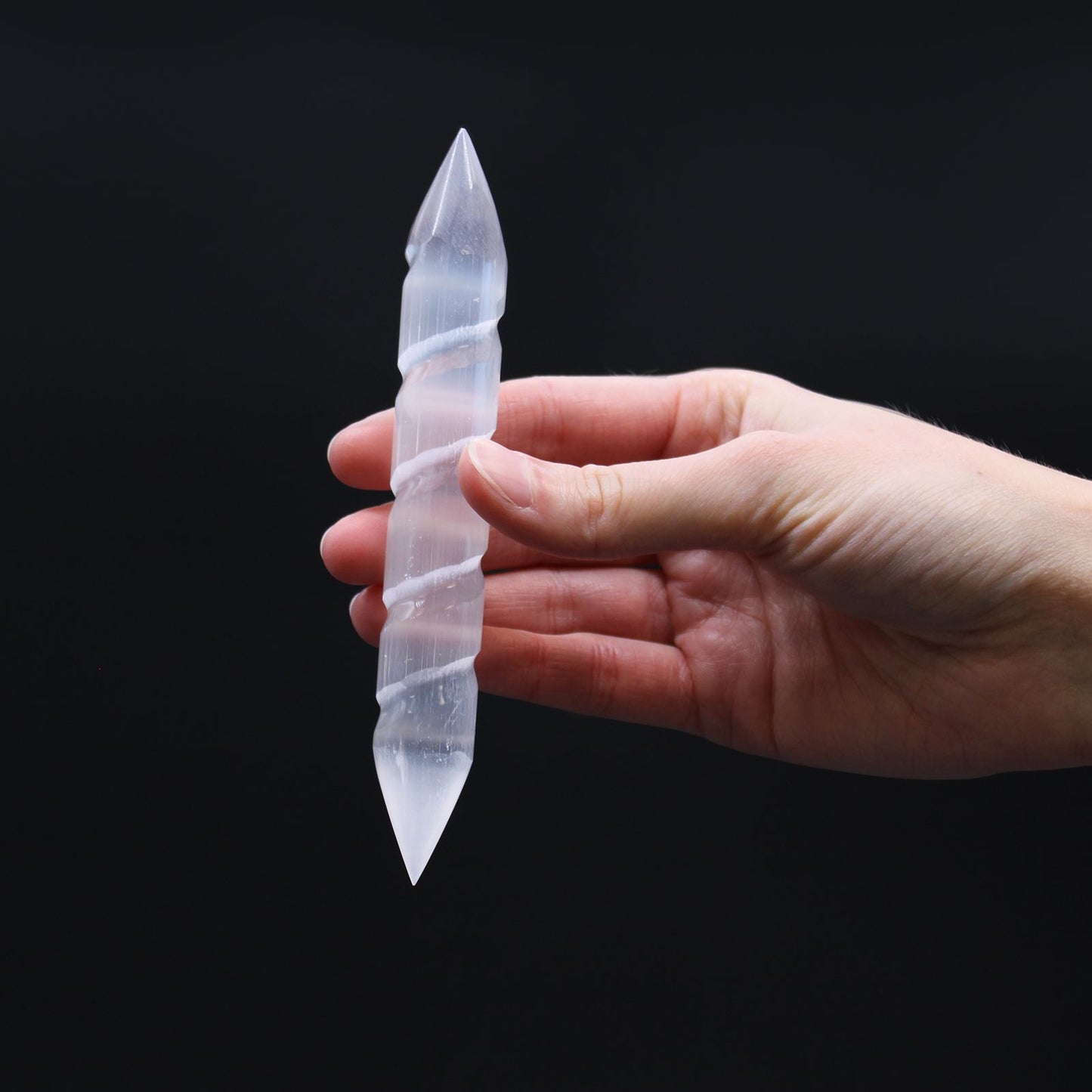 Selenit Spiralstäbe 16 cm Mit Punkten An Beide Enden