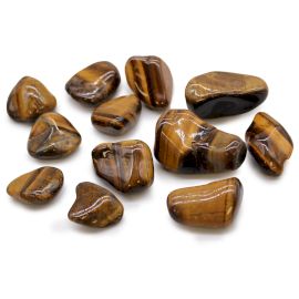 Beutel Mit 12 Mittleren Afrikanischen Tumble Steinen - Tigerauge - Goldfarben