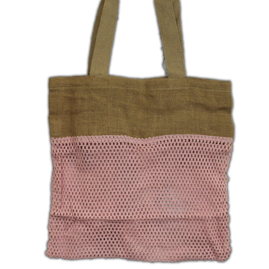 Reine Weiche Jute Und Baumwolle Netz Tasche - Rosa
