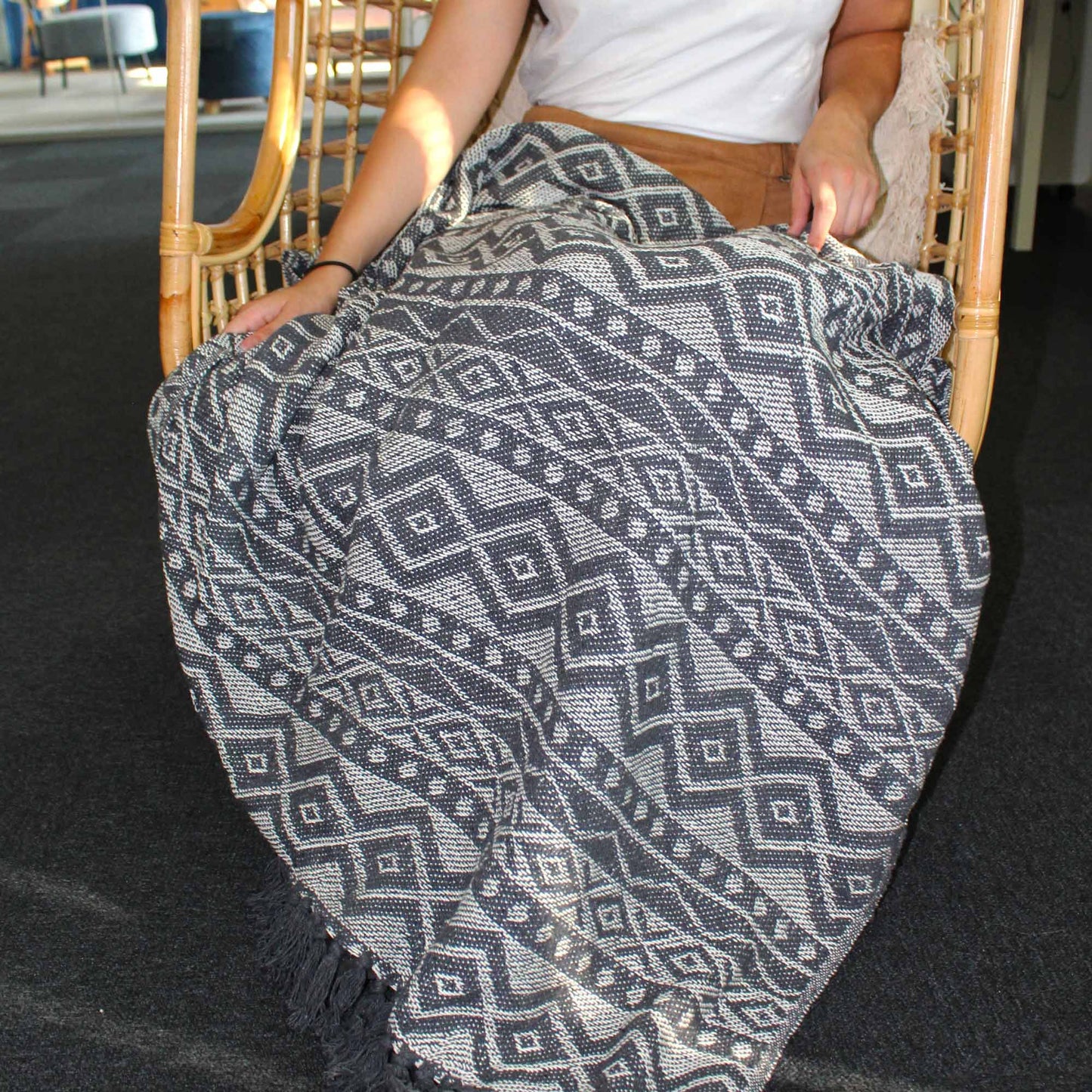 Boho Komfort Decken 125x150cm Grau