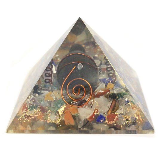 Med Orgonite Pyramide 60mm Edelsteinchips Kupfer Schildkröte