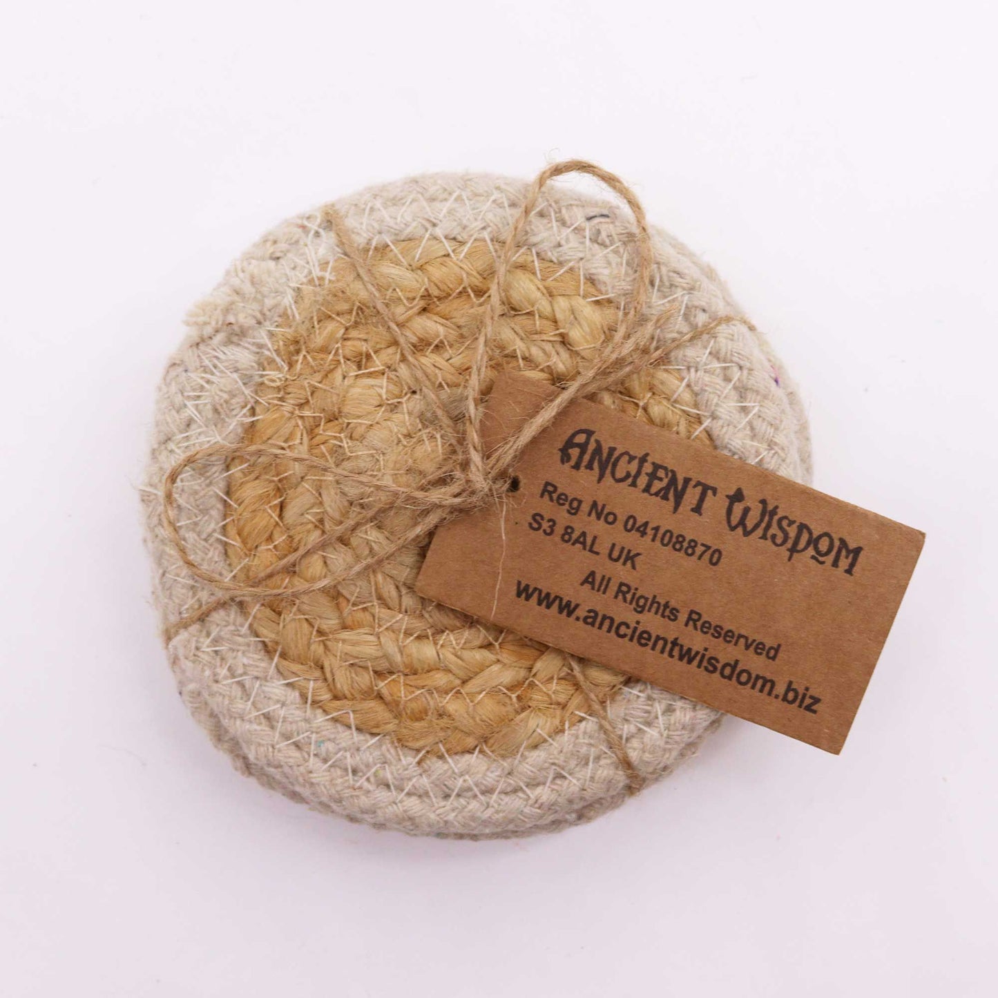 Natürliche Untersetzer Jute und Baumwolle 10cm Set von 4 Elfenbeinrand
