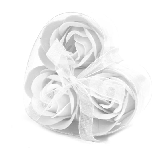 Set aus 3 Seifenblumen Herzbox - Weiß