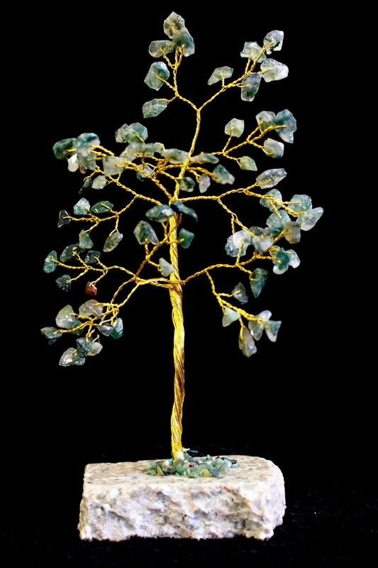 Moosachat Edelsteinbaum Mit 80 Steinen Handgemacht