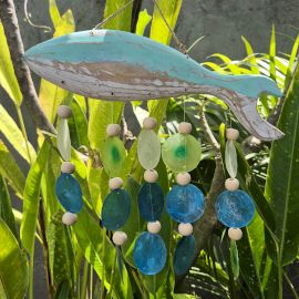 Aqua Fisch Schnitzerei Und Capiz Muschel Tropfen