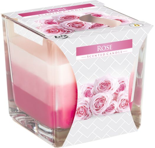 Regenbogen Glas Kerze - Rose