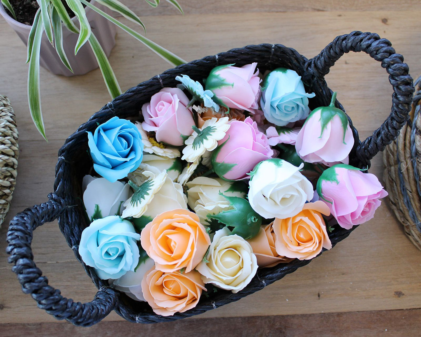 Bananenblatt und Abu-Abu Raffia Quadratkorb Set von 3