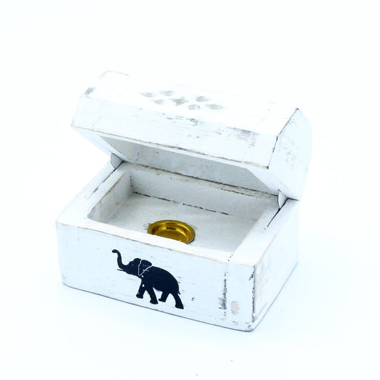Weiß Gewaschener Räucherstäbchenhalter - Kegelrauchbox 8 cm