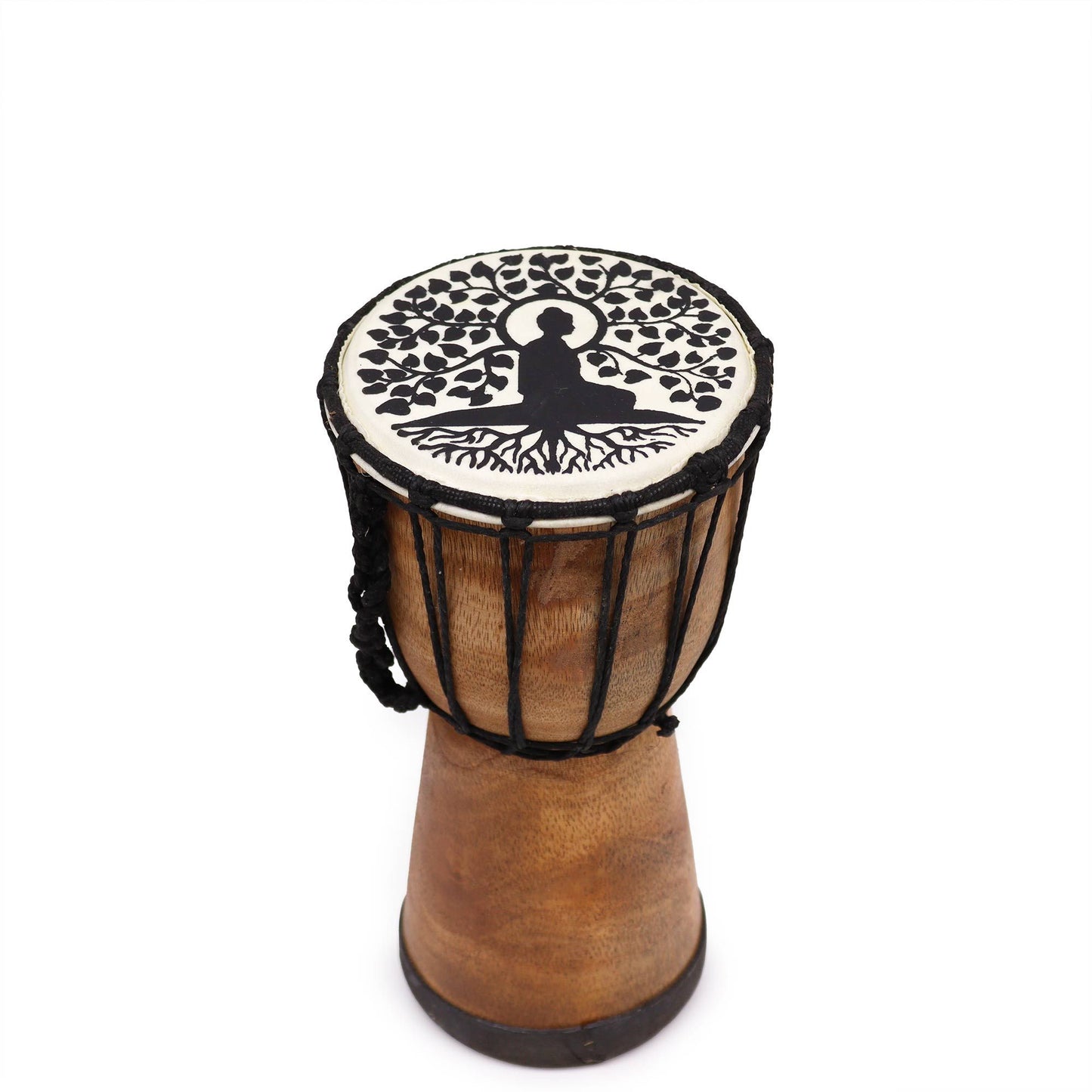 Handgemachte Djembe Trommel Mit Breitem Kopf 25cm Buddha Design