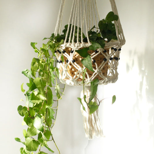 Makramee Blumentopf Halter Großer Einzelner Perlen
