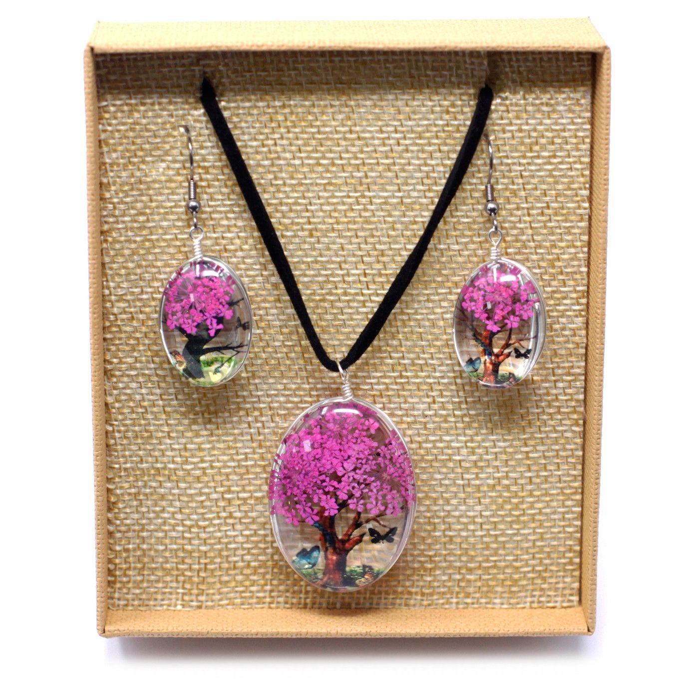 Gepresste Blumen Set Baum Des Lebens Helles Pink