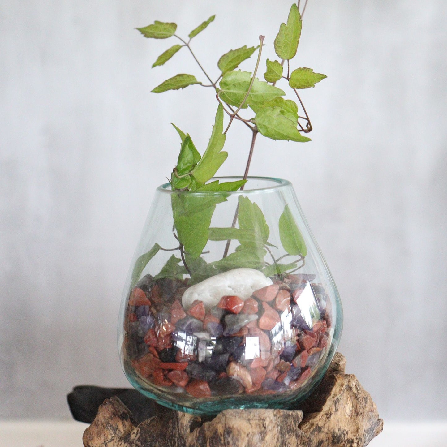 Geschmolzenes Glas Auf Holz Mit Ständer - Große Schüssel