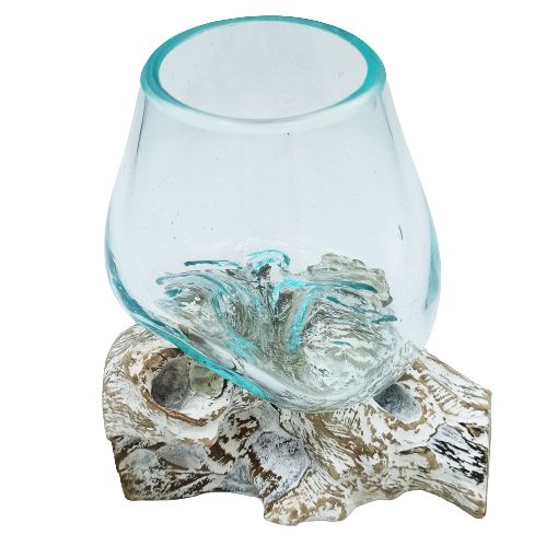 Geschmolzenes Glas Auf Weißgewaschenem Holz - Mittelschüssel