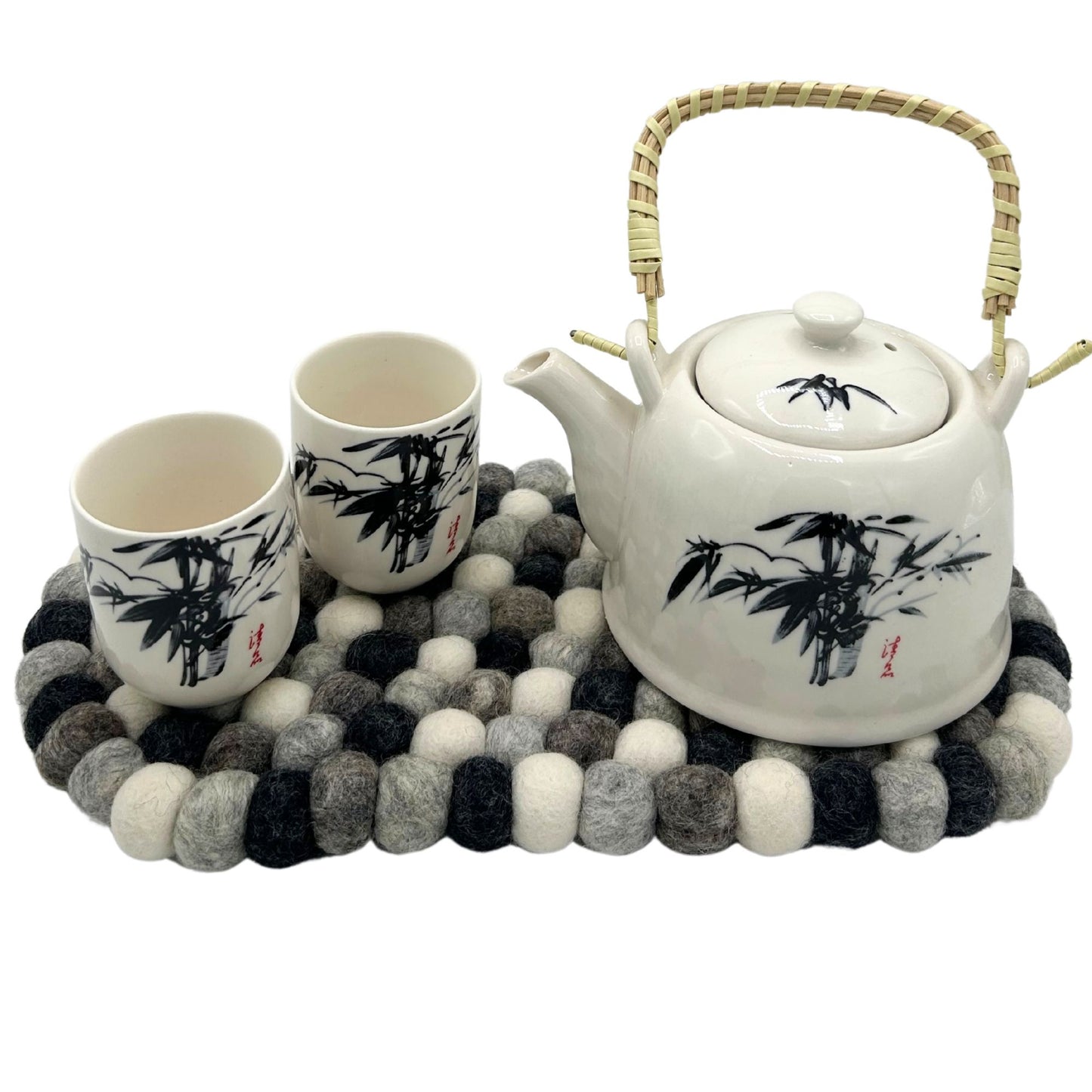 Filzball Ovaler Tischmatte 38x18cm Multi Grau Farbton