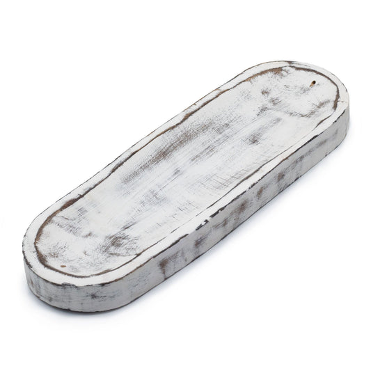 Große Räuchergefäßplatte 30x10cm - Klassisches Weißgewaschen