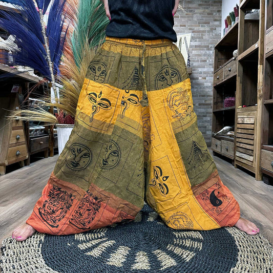 Yoga Und Festival Hosen Mit Aladdin Himalaya Druck In Orange