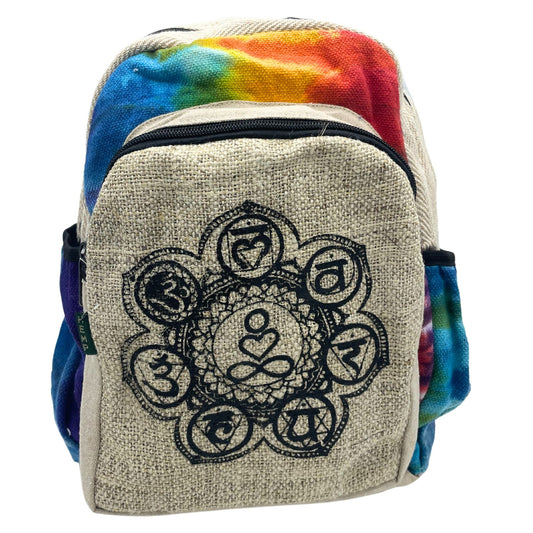 Tie-Dye Hanf Mittelgroßer Rucksack - 7 Chakra
