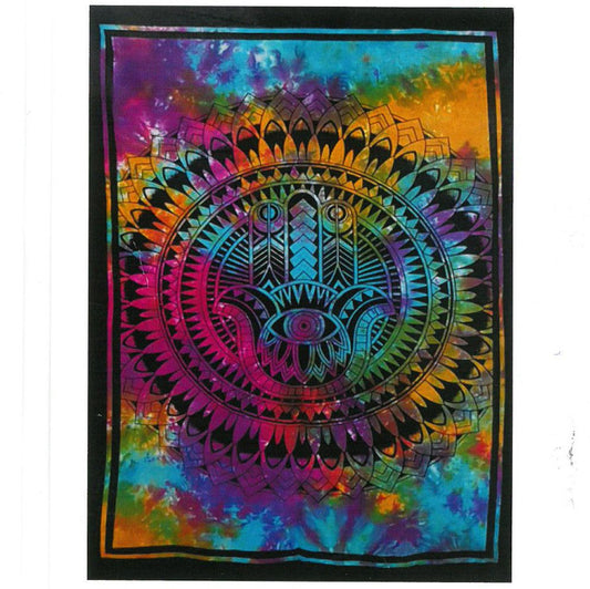 Baumwoll Wandkunst Hamsa Hand Exotisches Design In Lebhaften Farben