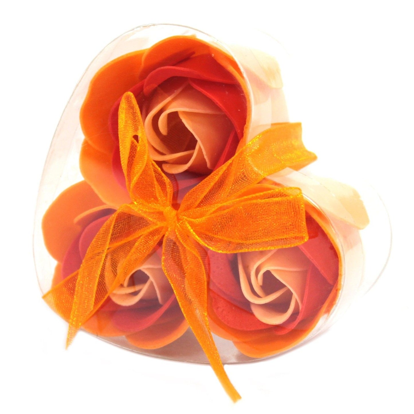 Set Mit 3 Seifenblumen Herzschachtel - Pfirsichrosen