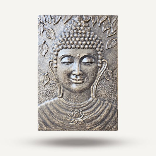 Großer Buddha Eisenrahmen Antike Goldrelief 0 7x1m