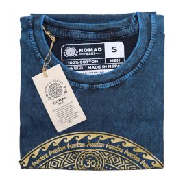 Kleine Steinwasch Chakra T-Shirt Blau